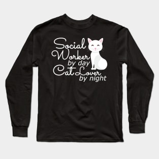 Social Worker by day cat lover by night Long Sleeve T-Shirt